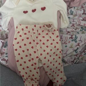 Cream and Red Heart Kids Matching Set